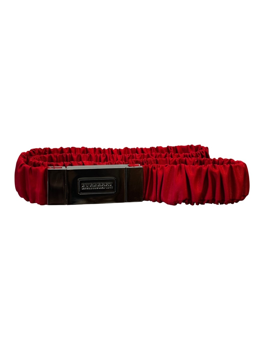 Burberry Red Elastic Stretch Waist Belt with Logo Buckle